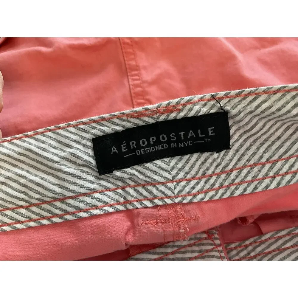 Aéropostale‎ Shorts Womens 4 Pink Chino Short Cuffed Twill Casual Pockets
